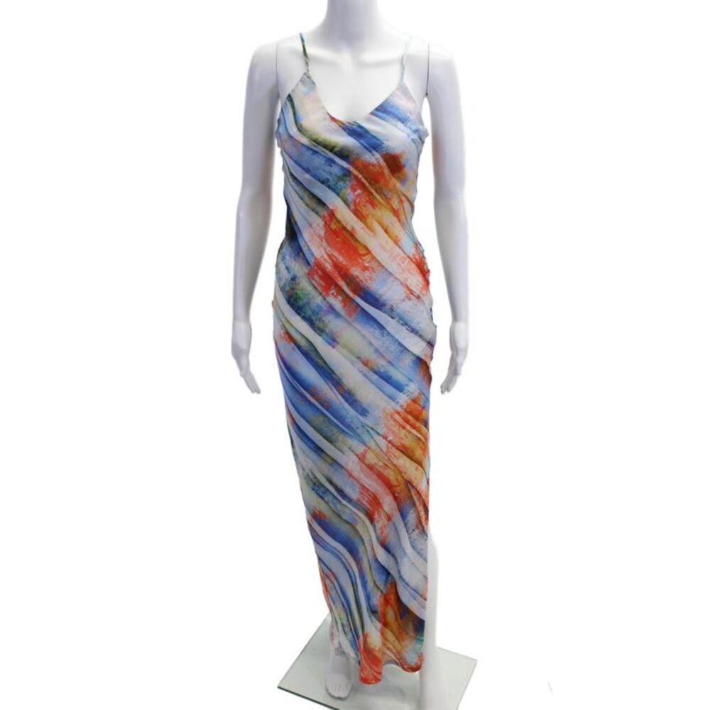 Kain Label Womens Maxi Slip Dress Blue V Neck Sleeveless 100% Poly Size S